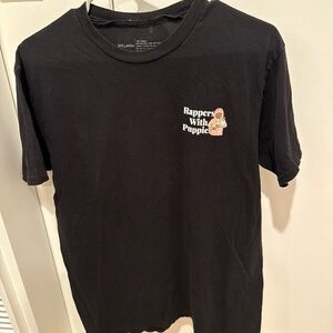 Rappers with puppies black graphic tshirt